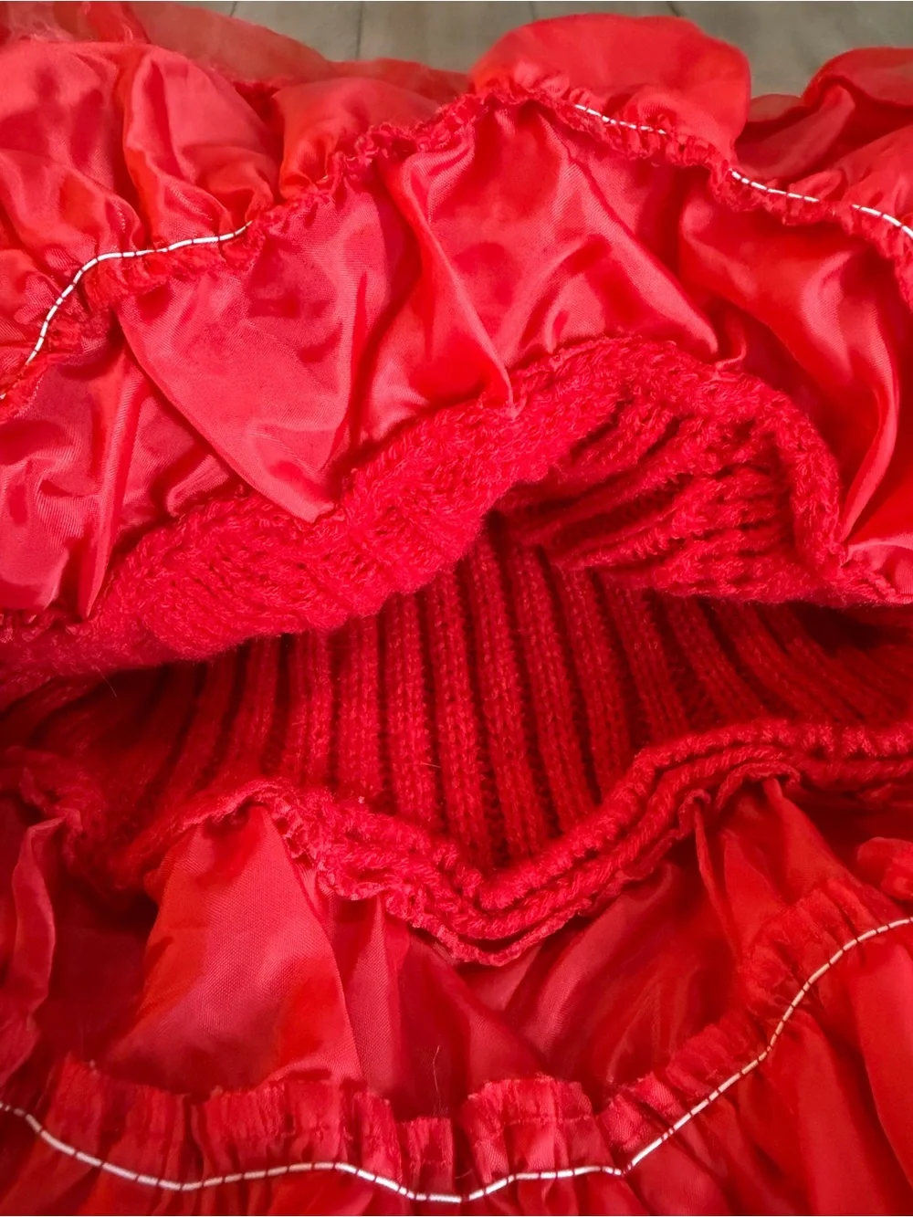 Red Holidays Sweater Cable Knit Tutu Dress with Tulle Trim